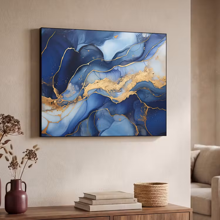 Art Frame - Marmer - Blauw - Goud - Abstract — 7