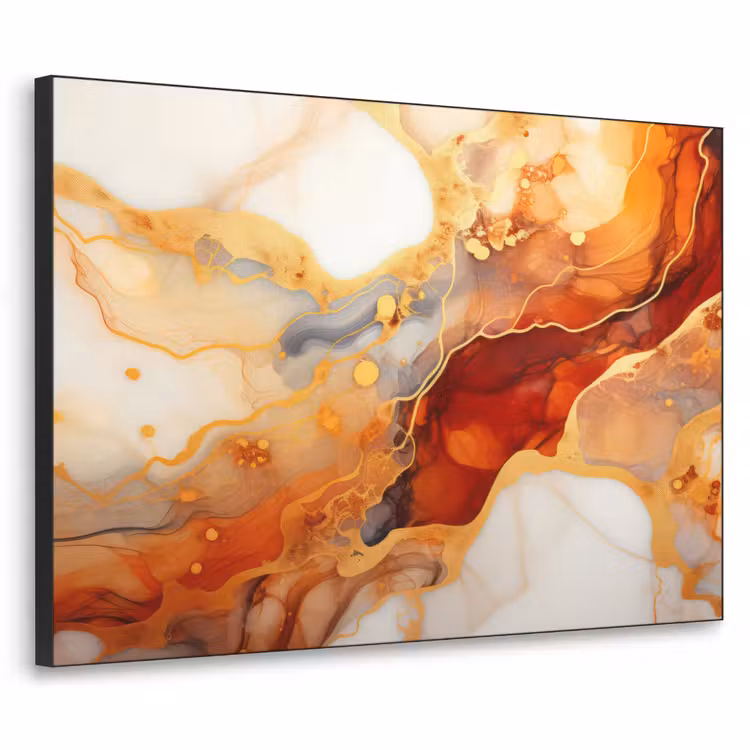 Art Frame - Marmer - Oranje - Goud - Modern - Abstract — 1