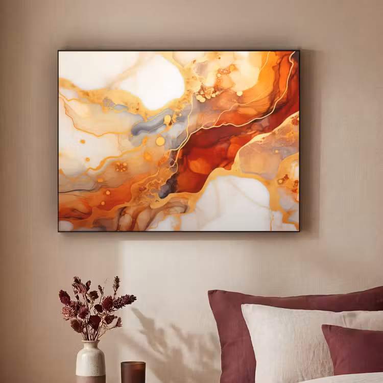 Art Frame - Marmer - Oranje - Goud - Modern - Abstract — 3