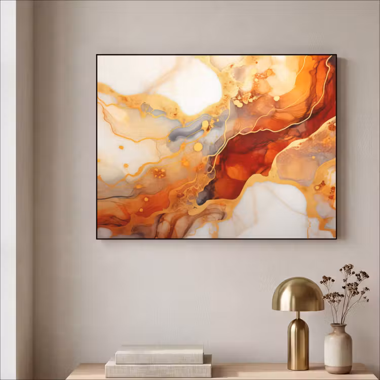 Art Frame - Marmer - Oranje - Goud - Modern - Abstract — 5