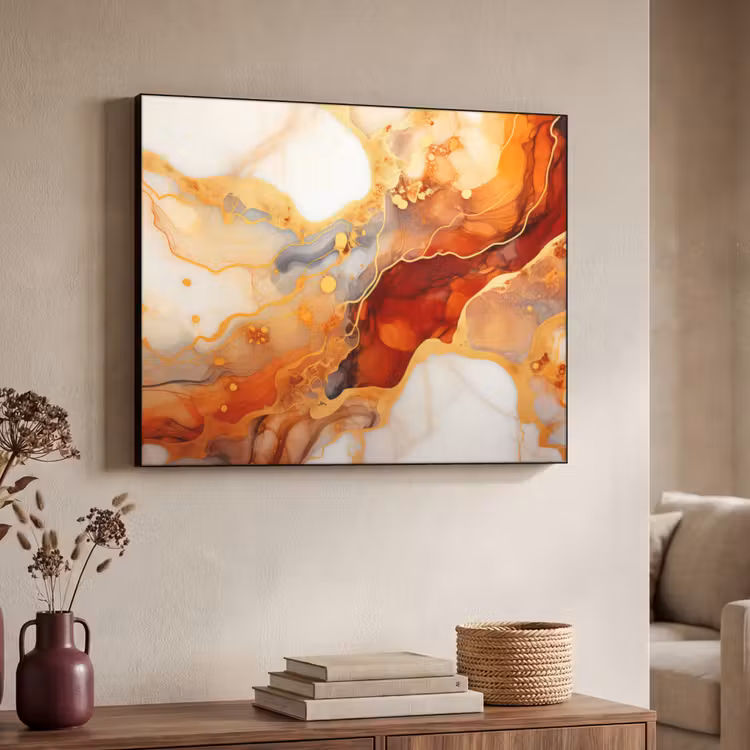 Art Frame - Marmer - Oranje - Goud - Modern - Abstract — 7