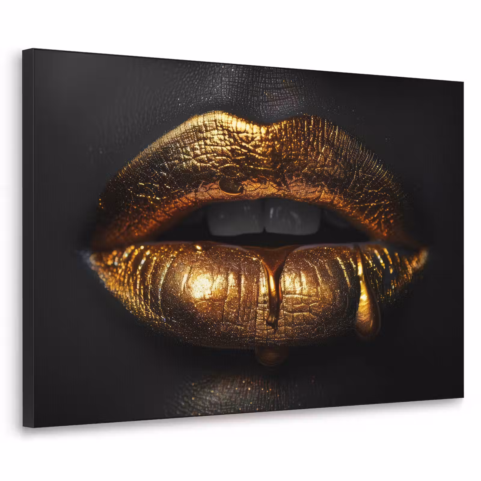Art Frame - Lippen - Goud - Abstract - Zwart - Aesthetic — 1