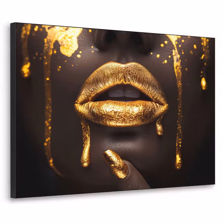 Art Frame - Gouden lippen - Gezicht - Vrouw - Modern — 1