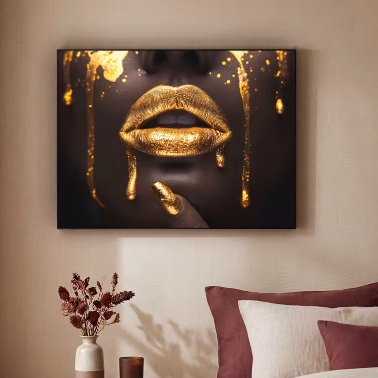 Art Frame - Gouden lippen - Gezicht - Vrouw - Modern — 3