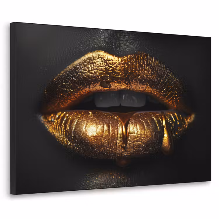 Art Frame - Lippen - Goud - Abstract - Zwart - Aesthetic — 1