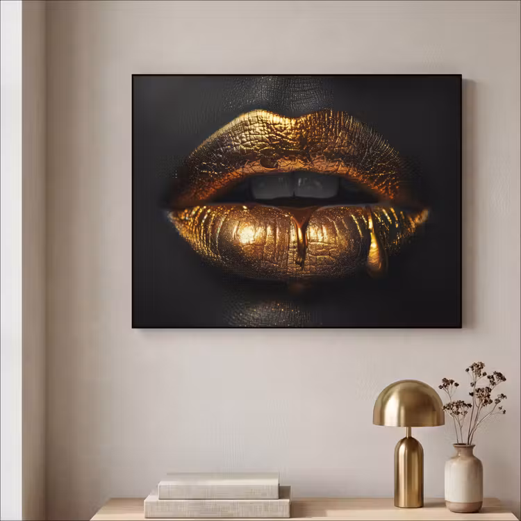 Art Frame - Lippen - Goud - Abstract - Zwart - Aesthetic — 5