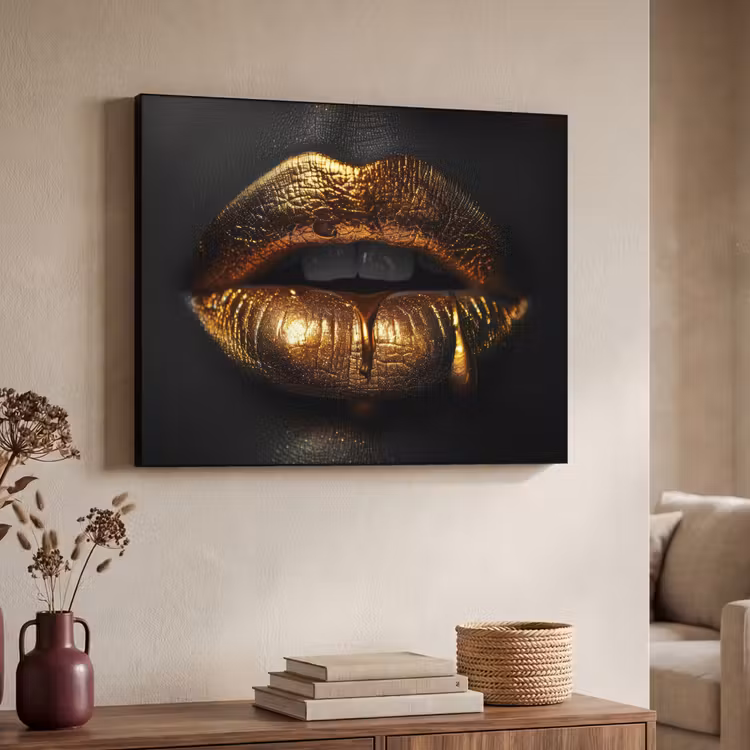 Art Frame - Lippen - Goud - Abstract - Zwart - Aesthetic — 7