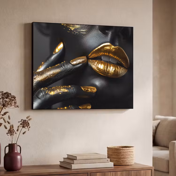Art Frame - Lippen - Goud - Abstract - Zwart - Vrouw — 7