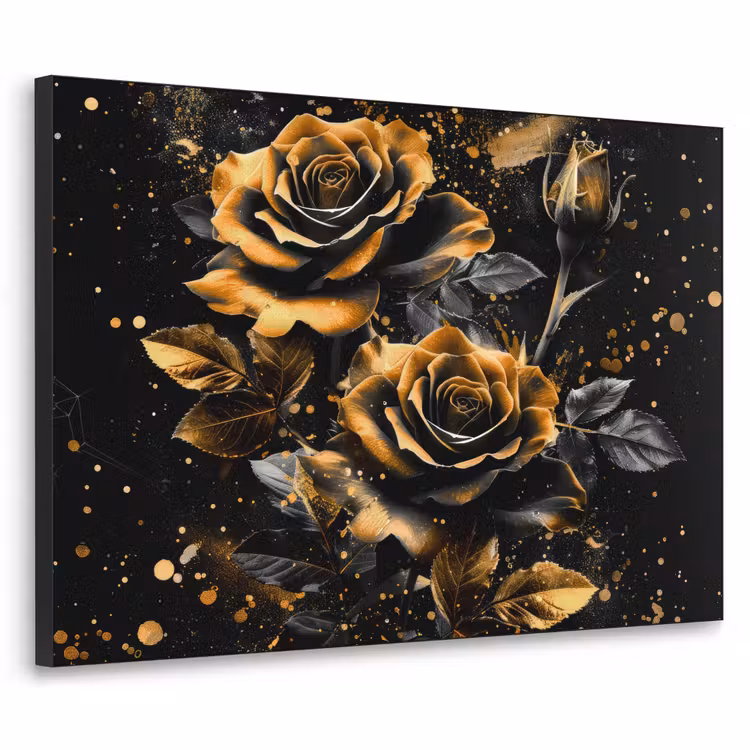 Art Frame - Rozen - Goud - Zwart - Bloemen - Modern — 1