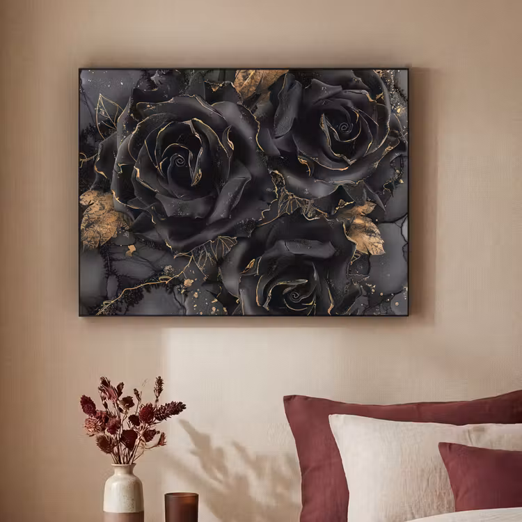 Art Frame - Rozen - Zwart - Bloemen - Goud — 3