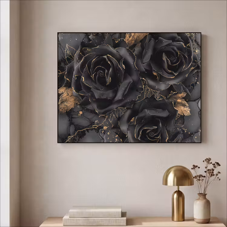 Art Frame - Rozen - Zwart - Bloemen - Goud — 5