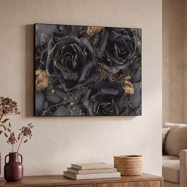 Art Frame - Rozen - Zwart - Bloemen - Goud — 7