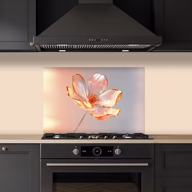 Spatscherm keuken - Glazen - Bloem - Roze — 2