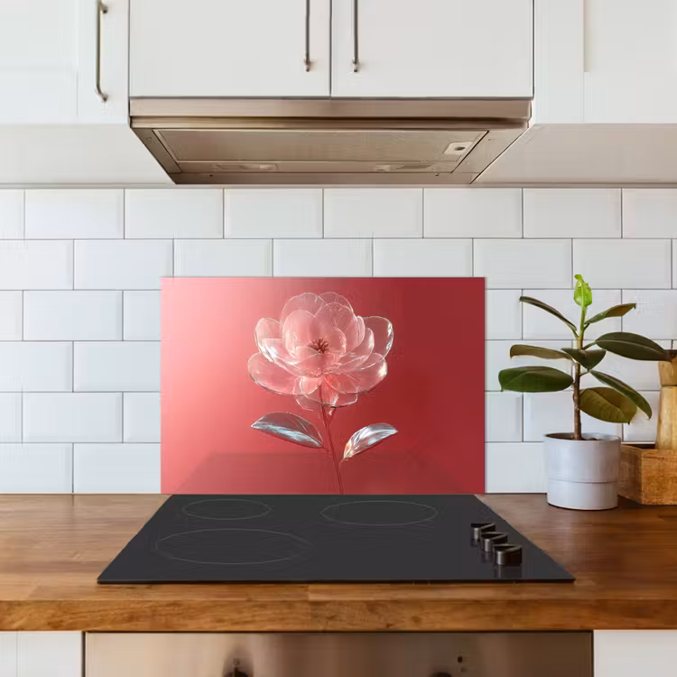 Spatscherm keuken - Sierlijk - Bloem - Roze - Glazen — 6
