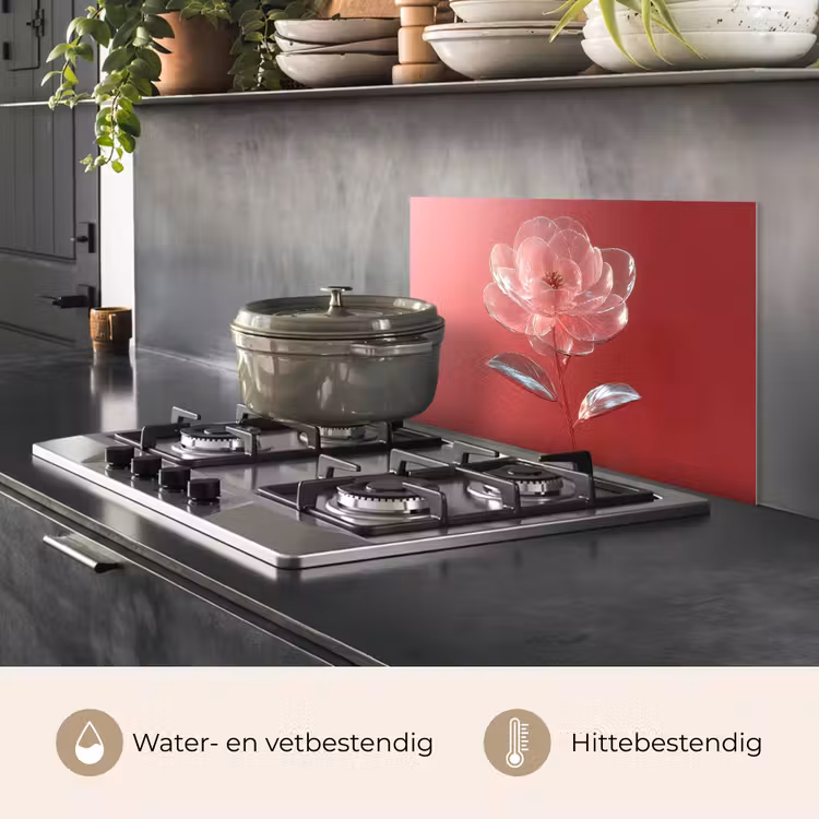 Spatscherm keuken - Sierlijk - Bloem - Roze - Glazen — 7