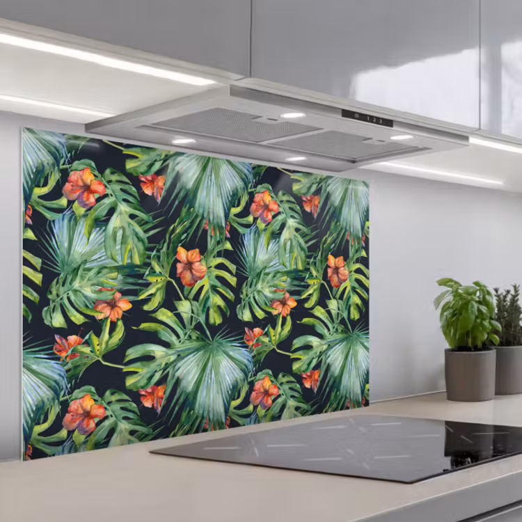 Spatscherm keuken - Tropical - Bloemen - Bladeren - Jungle — 1