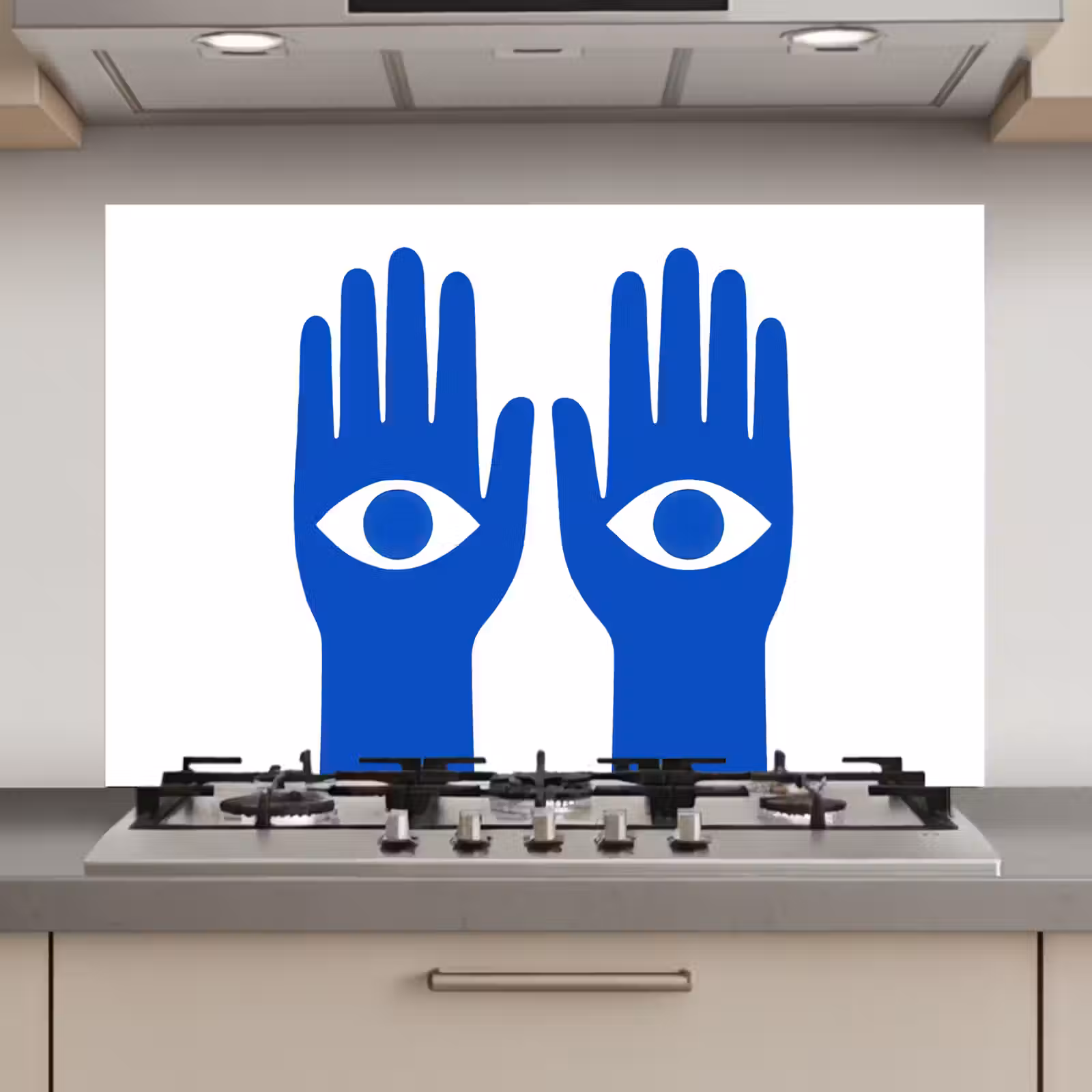 Spatscherm keuken - Handen - Twee - Ogen - Blauw — 1