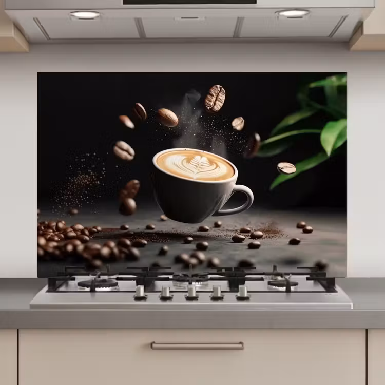 Spatscherm keuken - Cappuccino - Kop - Bonen - Bruin — 1