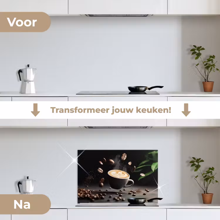 Spatscherm keuken - Cappuccino - Kop - Bonen - Bruin — 3