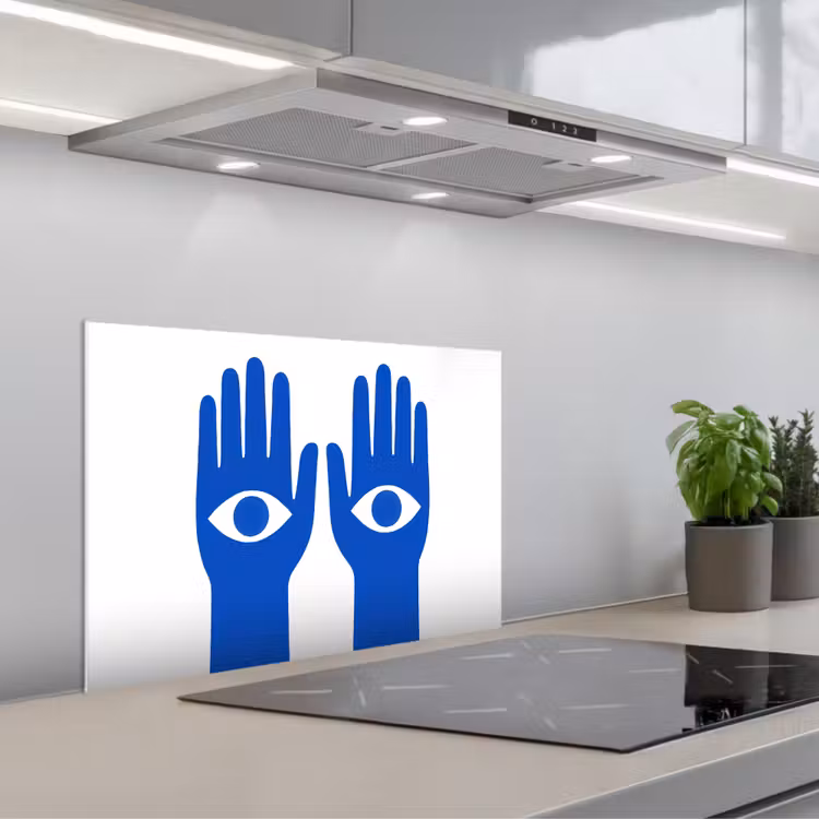 Spatscherm keuken - Handen - Twee - Ogen - Blauw — 5