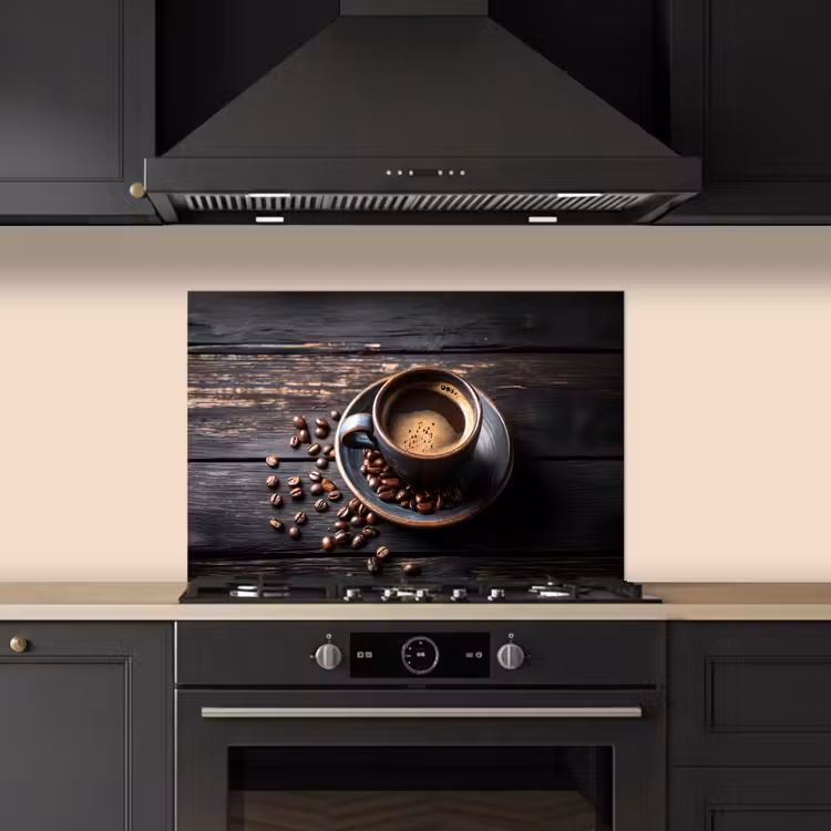 Spatscherm keuken - Kop - Koffie - Hout - Bonen — 2