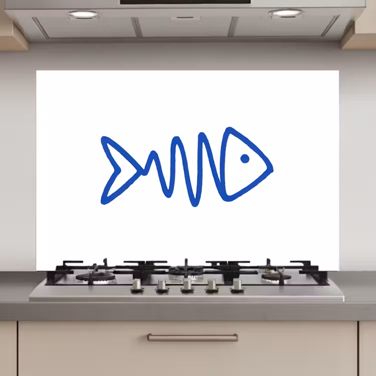 Spatscherm keuken - Vis - Minimalistisch - Blauw - Lijn — 1