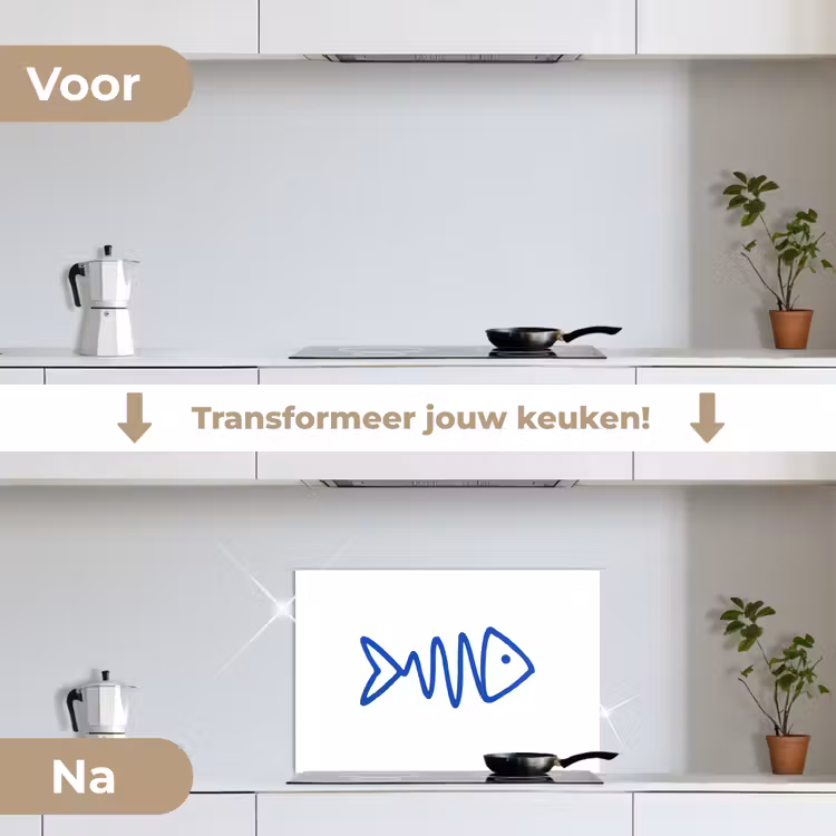 Spatscherm keuken - Vis - Minimalistisch - Blauw - Lijn — 3