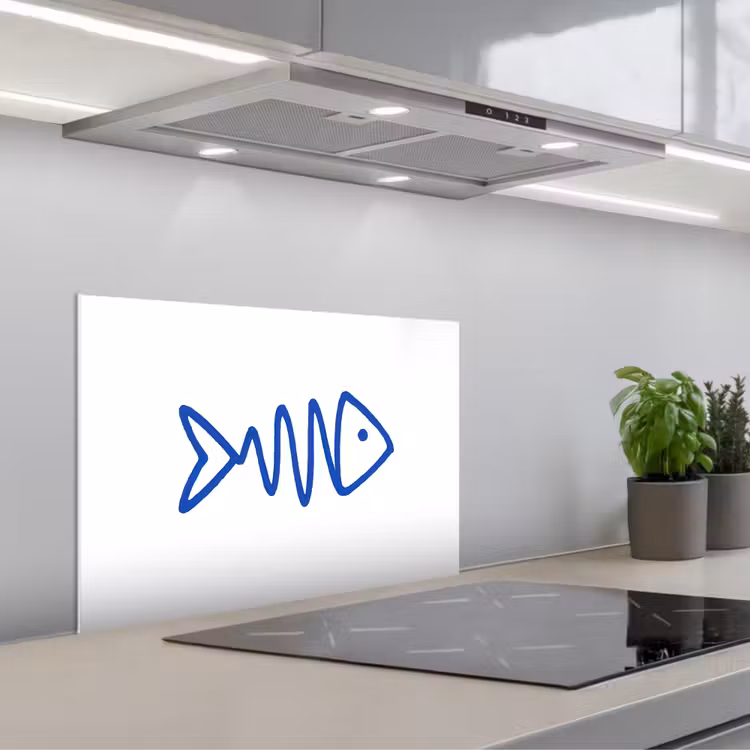 Spatscherm keuken - Vis - Minimalistisch - Blauw - Lijn — 5