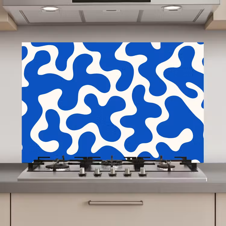 Spatscherm keuken - Vormen - Abstract - Blauw - Golven — 1