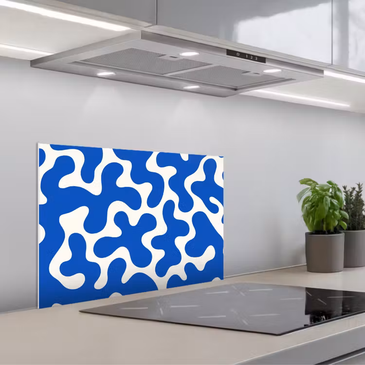 Spatscherm keuken - Vormen - Abstract - Blauw - Golven — 5