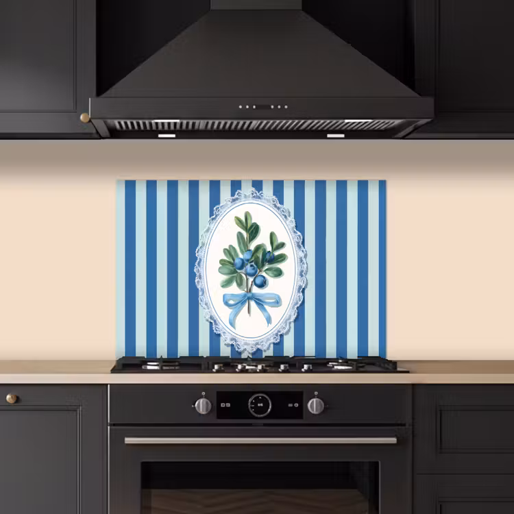 Spatscherm keuken - Illustratie - Bessen - Blauw - Strepen — 2