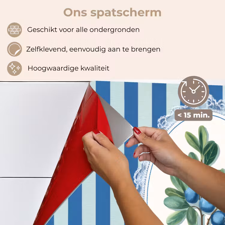 Spatscherm keuken - Illustratie - Bessen - Blauw - Strepen — 4