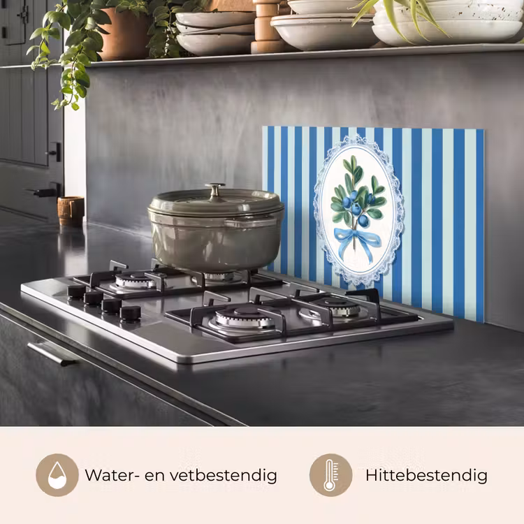 Spatscherm keuken - Illustratie - Bessen - Blauw - Strepen — 7