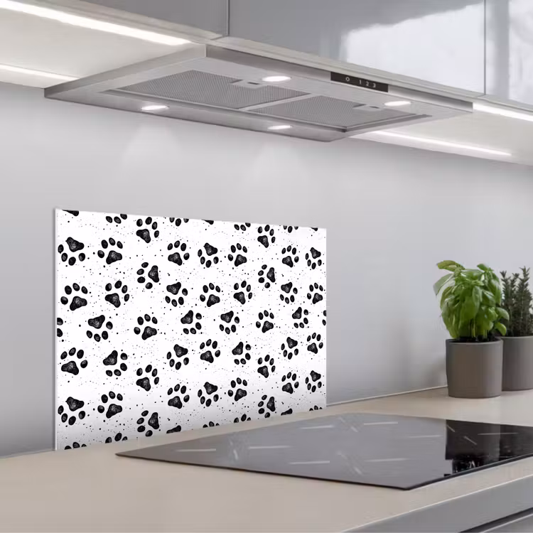 Spatscherm keuken - Paw - Pattern -Black — 4