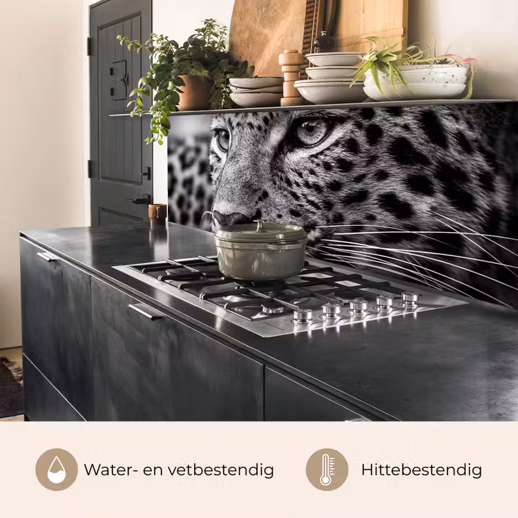 Keuken achterwand - Luipaard - Zwart - Wit - Oog — 3