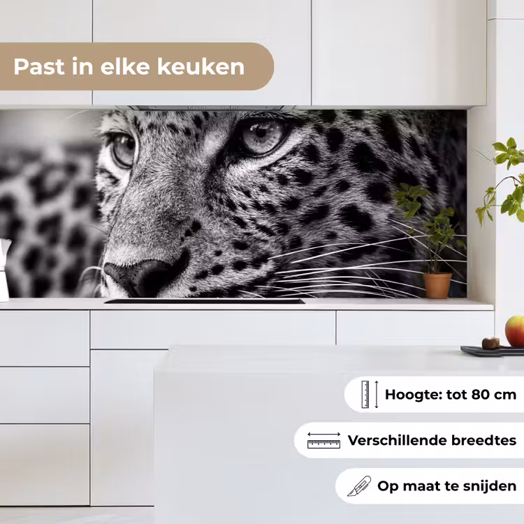 Keuken achterwand - Luipaard - Zwart - Wit - Oog — 4