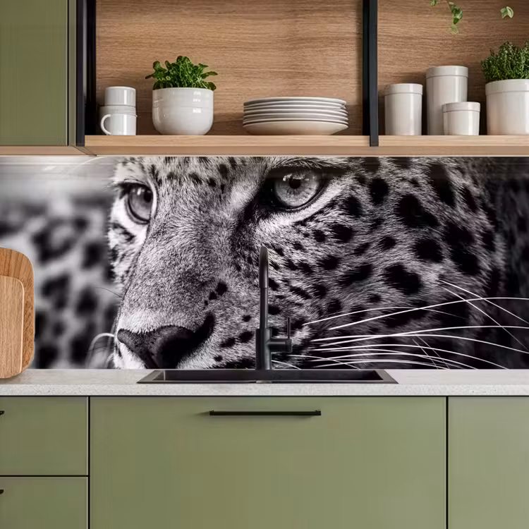 Keuken achterwand - Luipaard - Zwart - Wit - Oog — 5