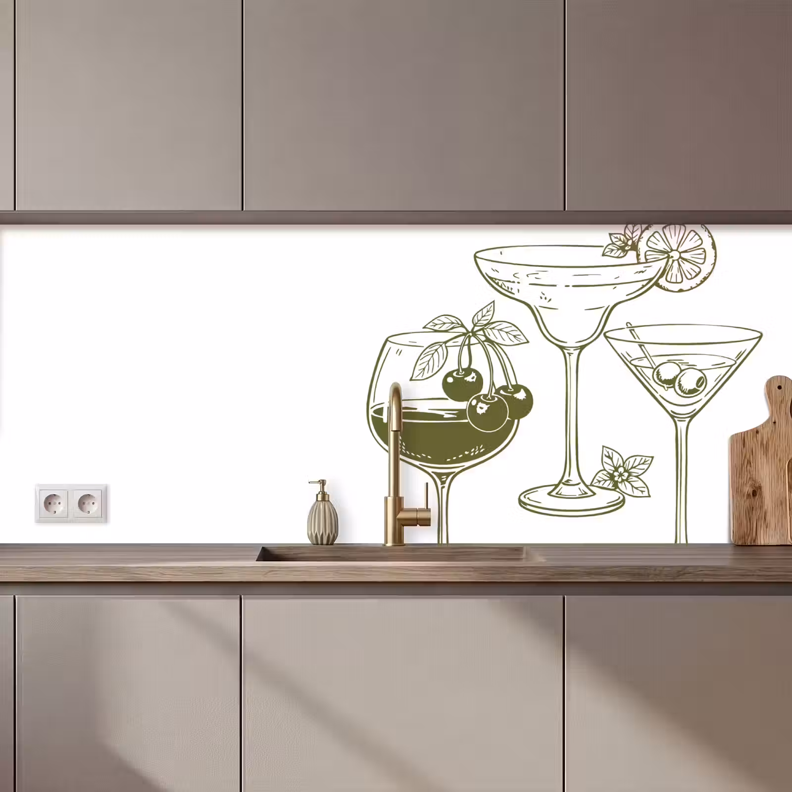 Keuken achterwand - Glazen - Cocktails - Groen — 1