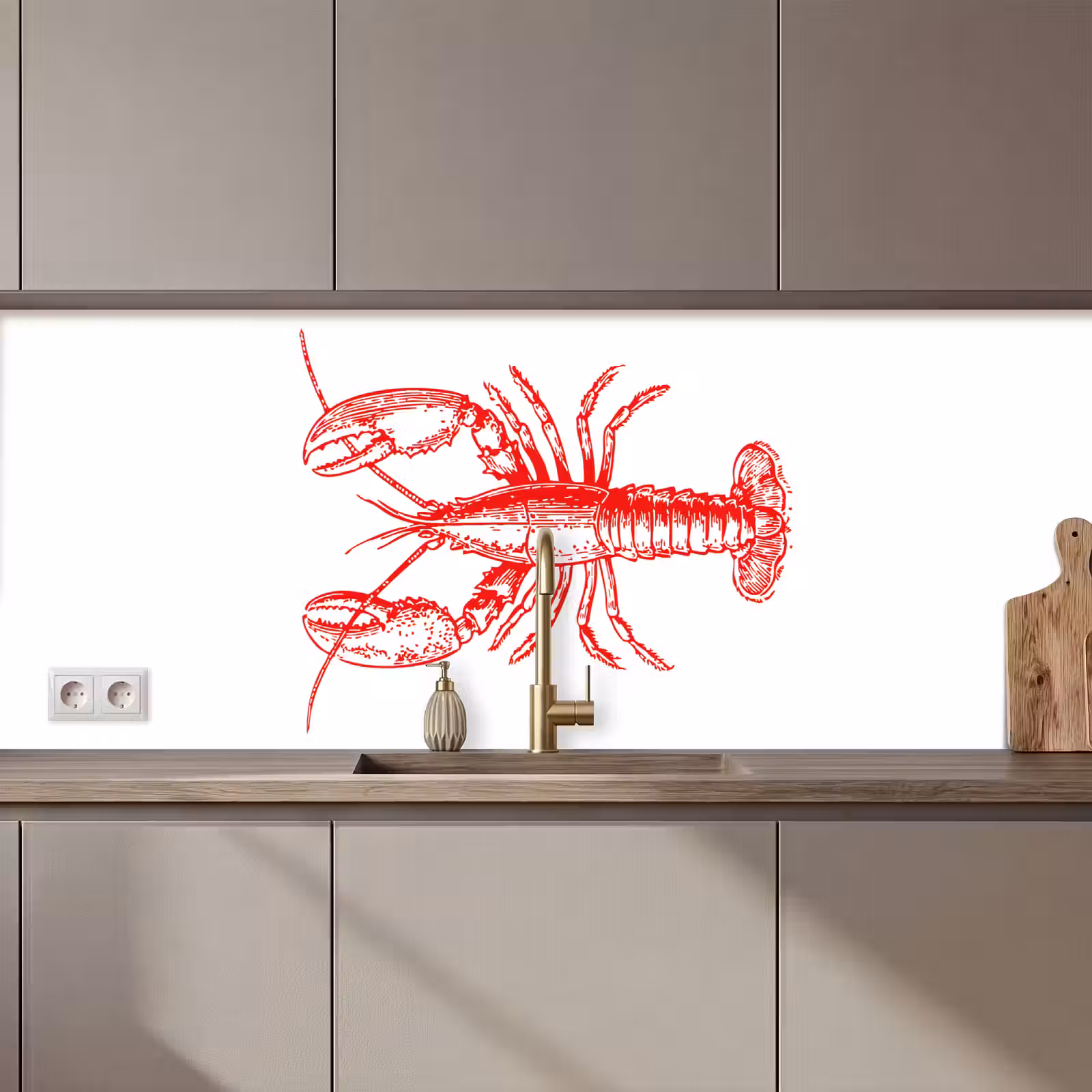 Keuken achterwand - Kreeft - Rood - Wit — 1