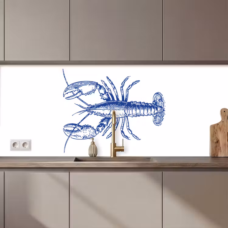 Keuken achterwand - Blauw - Kreeft - Wit — 1