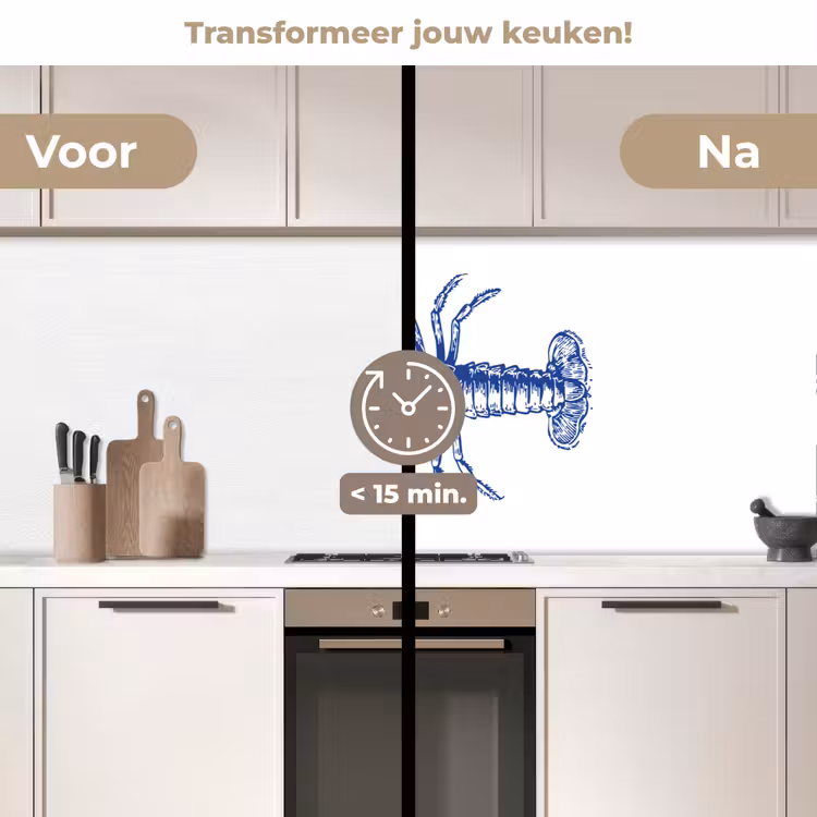 Keuken achterwand - Blauw - Kreeft - Wit — 2