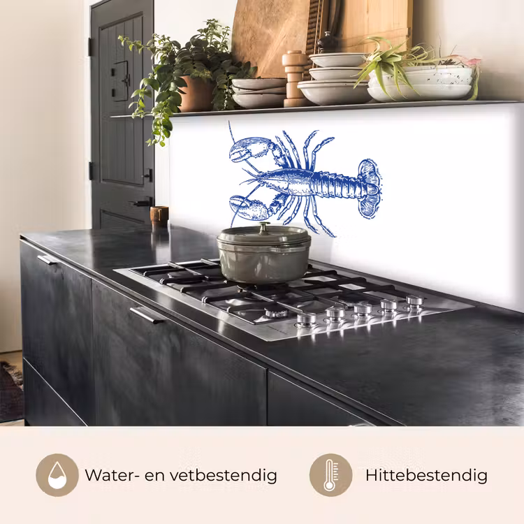 Keuken achterwand - Blauw - Kreeft - Wit — 3