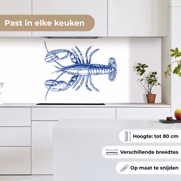 Keuken achterwand - Blauw - Kreeft - Wit — 4