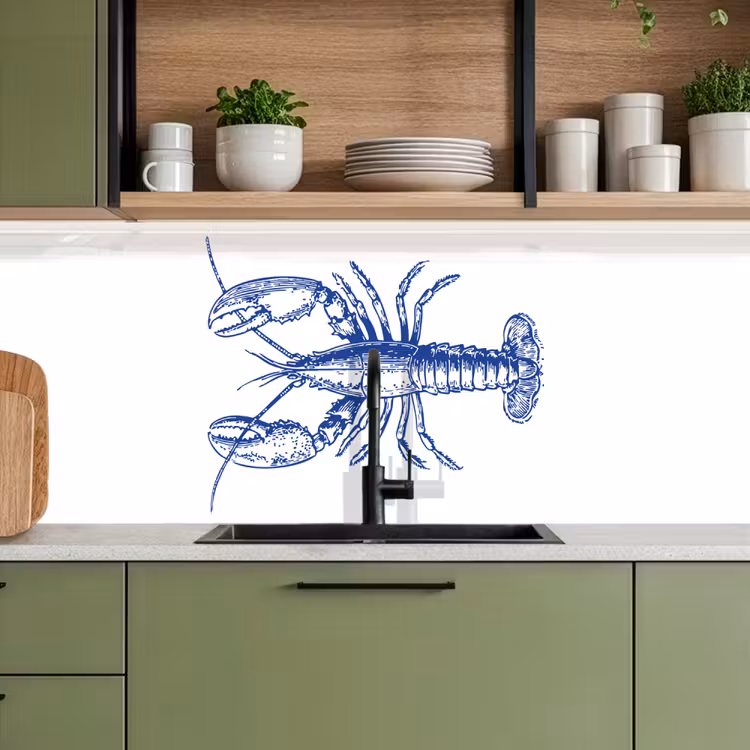 Keuken achterwand - Blauw - Kreeft - Wit — 5