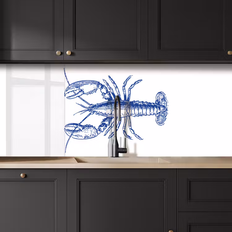 Keuken achterwand - Blauw - Kreeft - Wit — 6