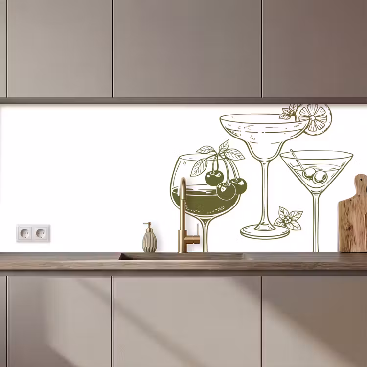 Keuken achterwand - Glazen - Cocktails - Groen — 1