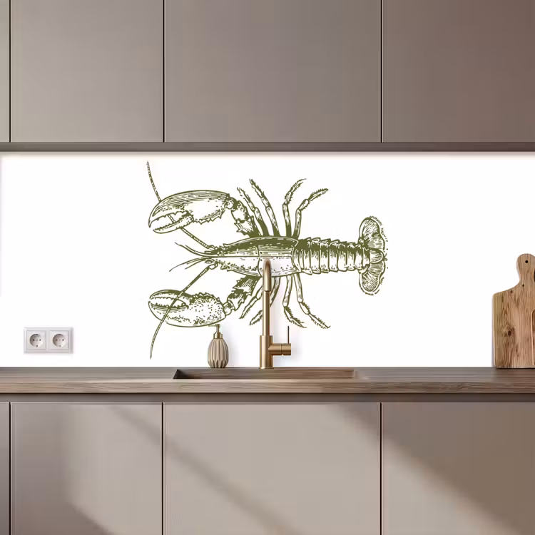 Keuken achterwand - Groen - Kreeft - Wit — 1