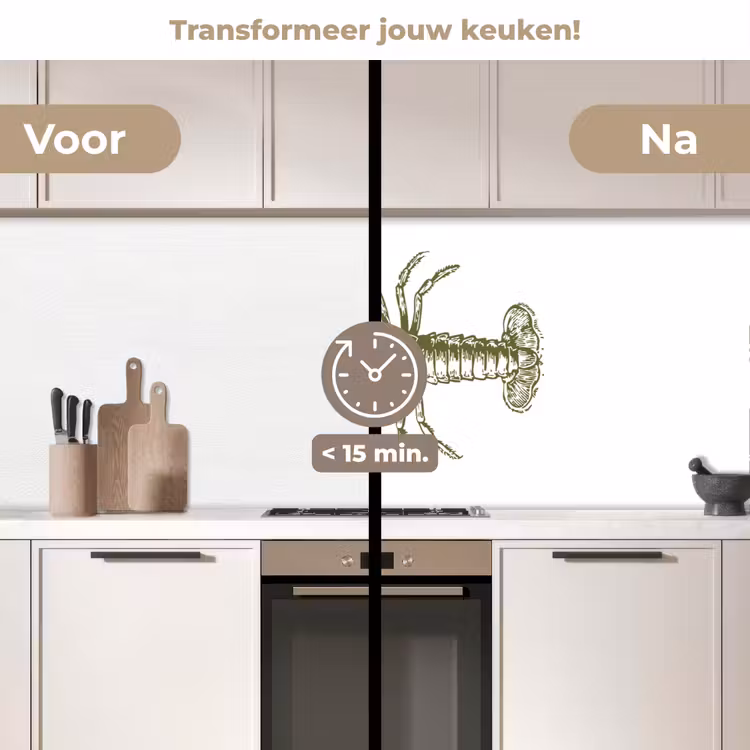 Keuken achterwand - Groen - Kreeft - Wit — 2
