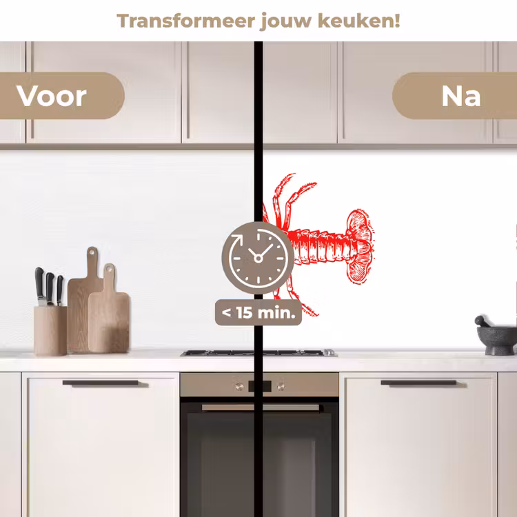 Keuken achterwand - Kreeft - Rood - Wit — 2