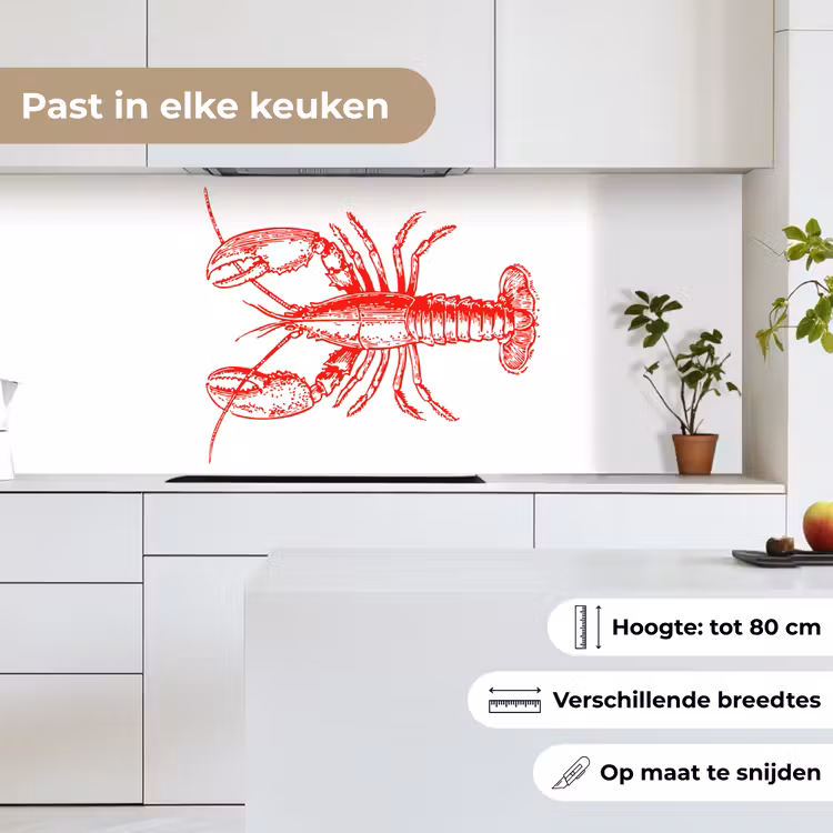 Keuken achterwand - Kreeft - Rood - Wit — 4